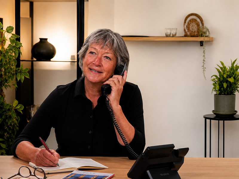Marijke aan de telefoon